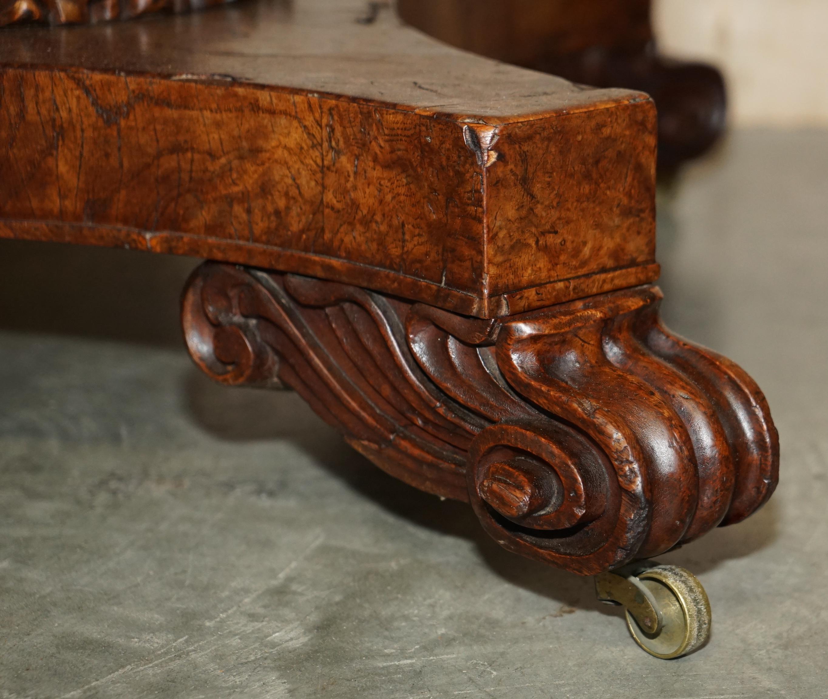19th Century Sublime circa 1840 Victorian Pollard Oak Hand Carved Centre Occasional Table For Sale
