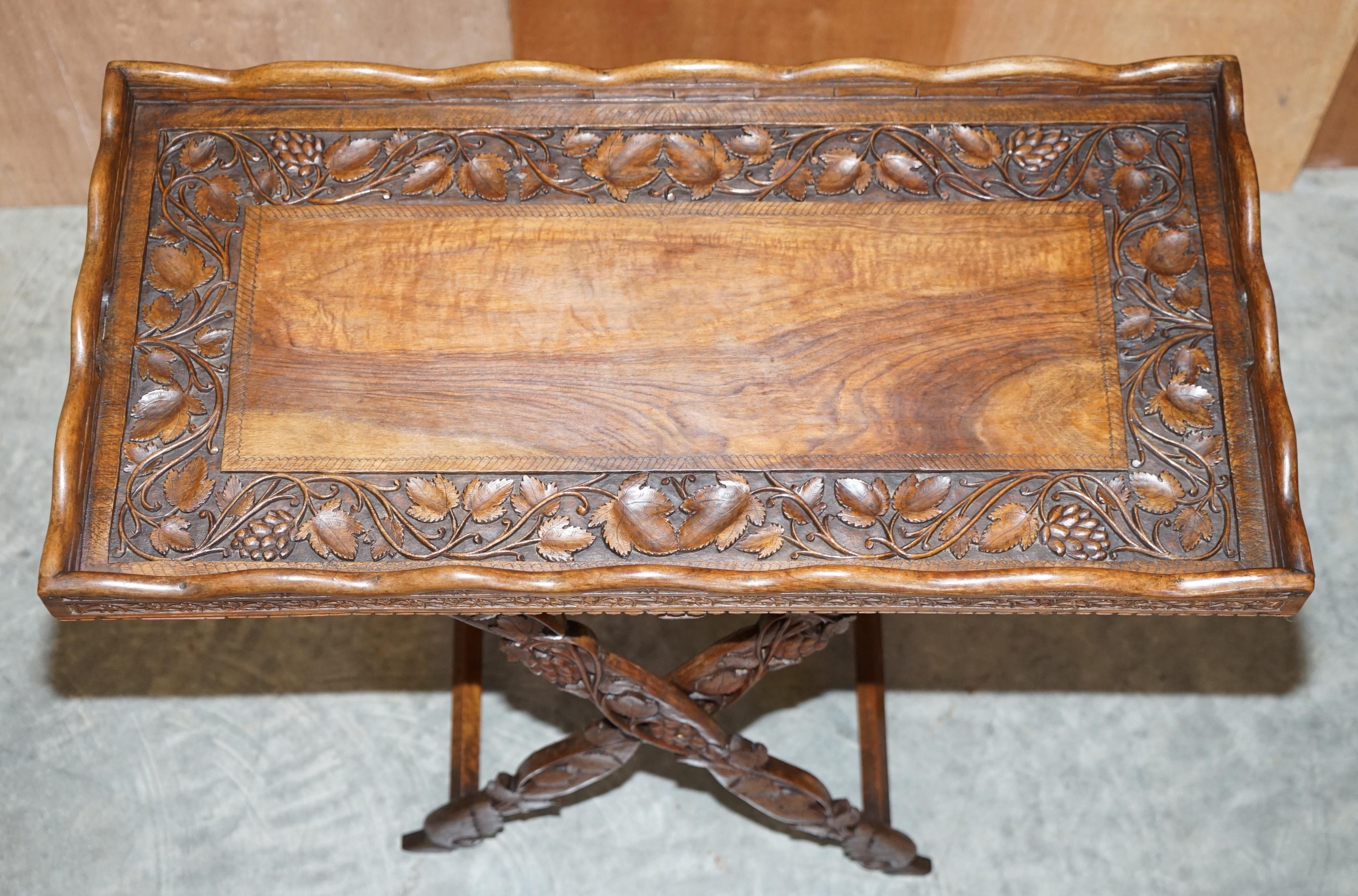 Hardwood Sublime circa 1880 Antique Hand Carved Anglo Indian Serving Tray Table Must See