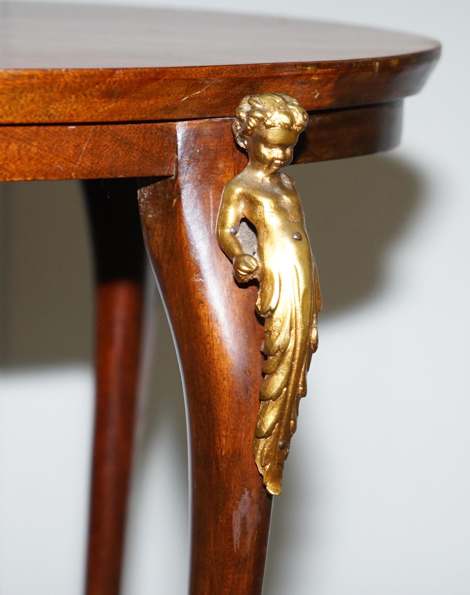 Sublime circa 1880 Tulip Wood Gilt Bronze Mounted Cherub Angle Coffee Side Table 5