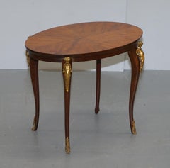 Sublime circa 1880 Tulip Wood Gilt Bronze Mounted Cherub Angle Coffee Side Table