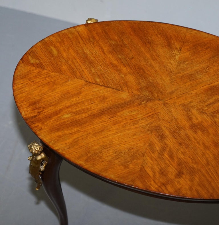 Sublime circa 1880 Tulip Wood Gilt Bronze Mounted Cherub Angle Coffee