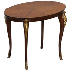 Sublime table d'appoint d'angle en bois de tulipe de 1880 avec chérubin monté en bronze doré