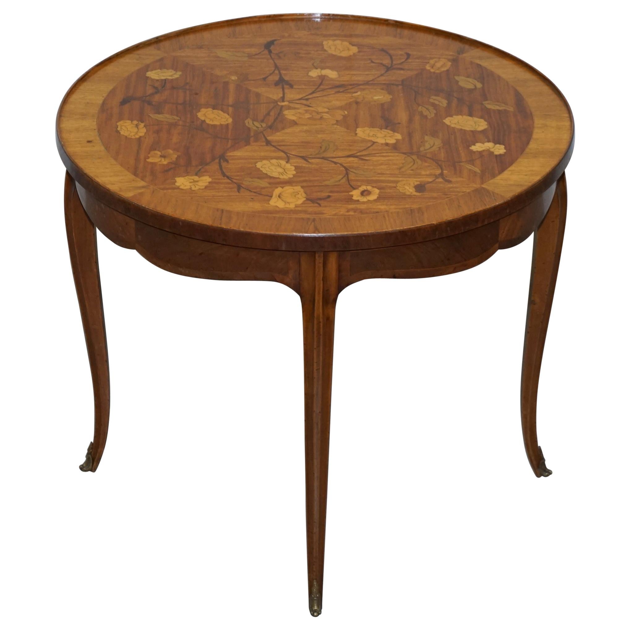 Sublime circa 1900 Italian Marquetry Inlaid in Centre Occasional Table Bronze
