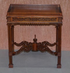 Sublime circa 1920s Thomas Chippedale Fret Work Carved Silver Tea Coffee Table