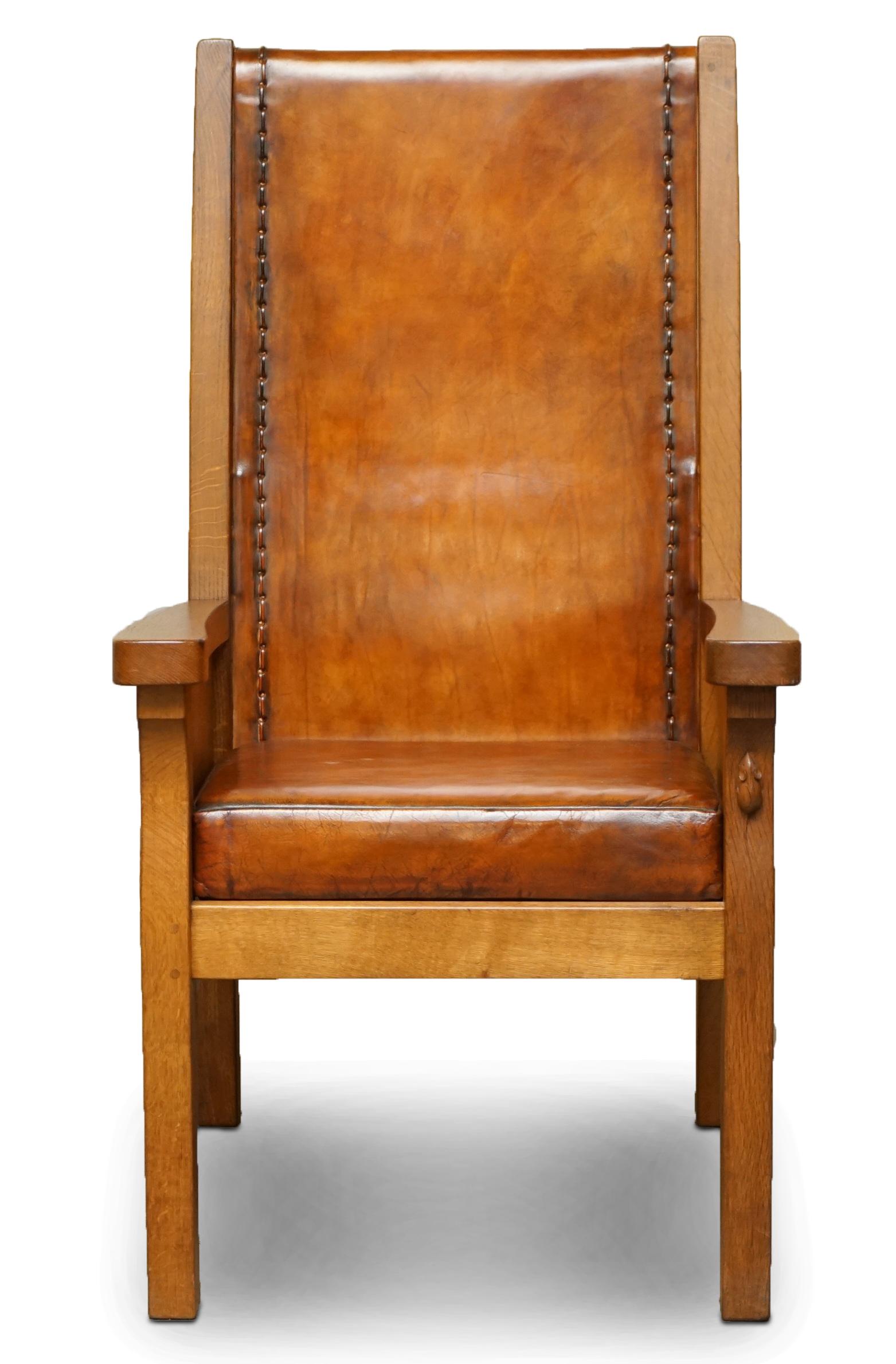 We are delighted to offer for sale this stunning fully restored 1950s hand dyed cigar brown leather English oak Robert Mouseman Thompson armchair

If your looking at this listing then the chances are you know exactly what this chair is. It is a
