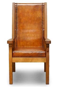 Sublime fauteuil en cuir marron teint à la main Robert Mouseman Thompson des années 1950