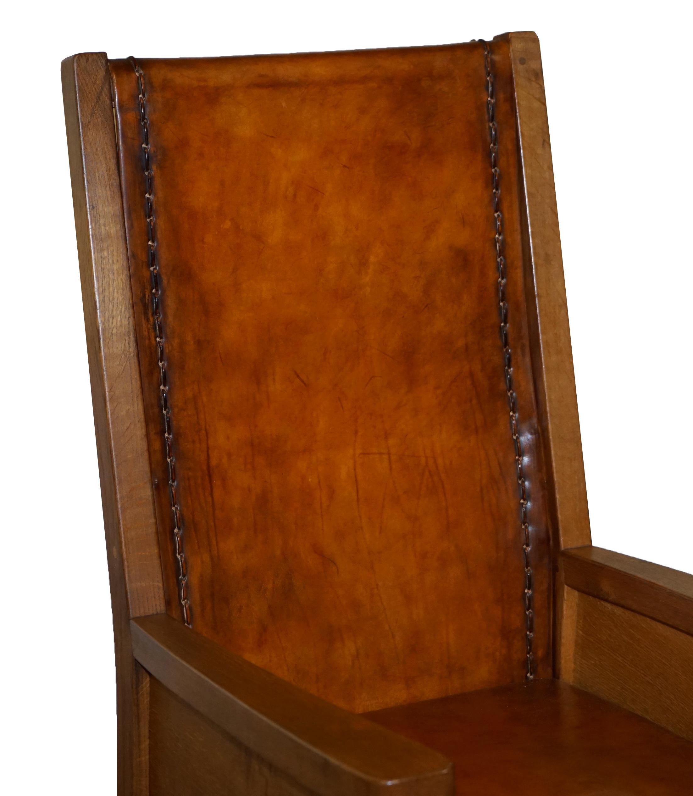 Mid-Century Modern Sublime circa 1950s Hand Dyed Brown Leather Robert Mouseman Thompson Armchair