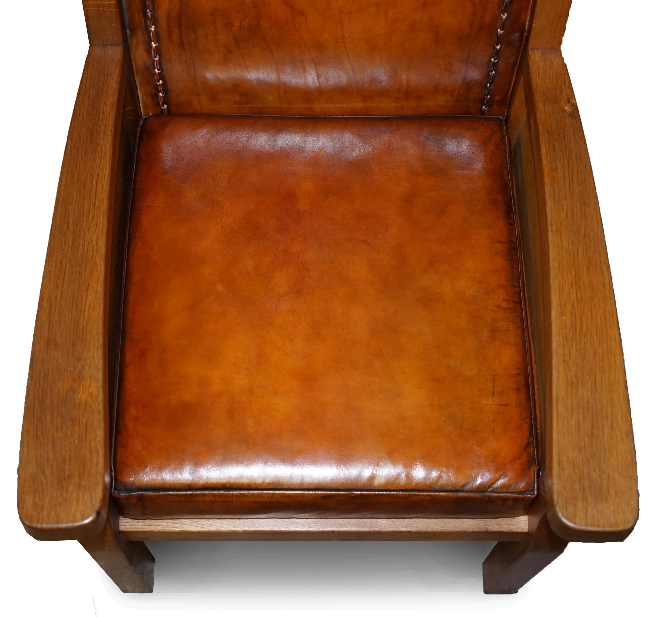 Mid-20th Century Sublime circa 1950s Hand Dyed Brown Leather Robert Mouseman Thompson Armchair