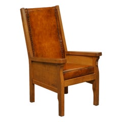 Sublime circa 1950s Hand Dyed Brown Leather Robert Mouseman Thompson Armchair