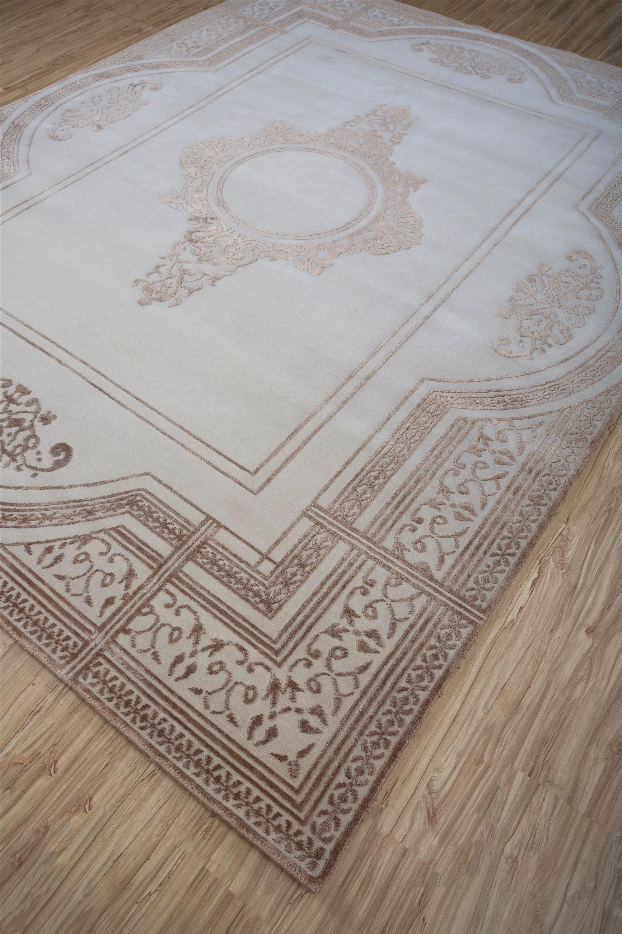 Modern Sublime Comfort White & Honey 180X270 cm Handknotted Rug For Sale