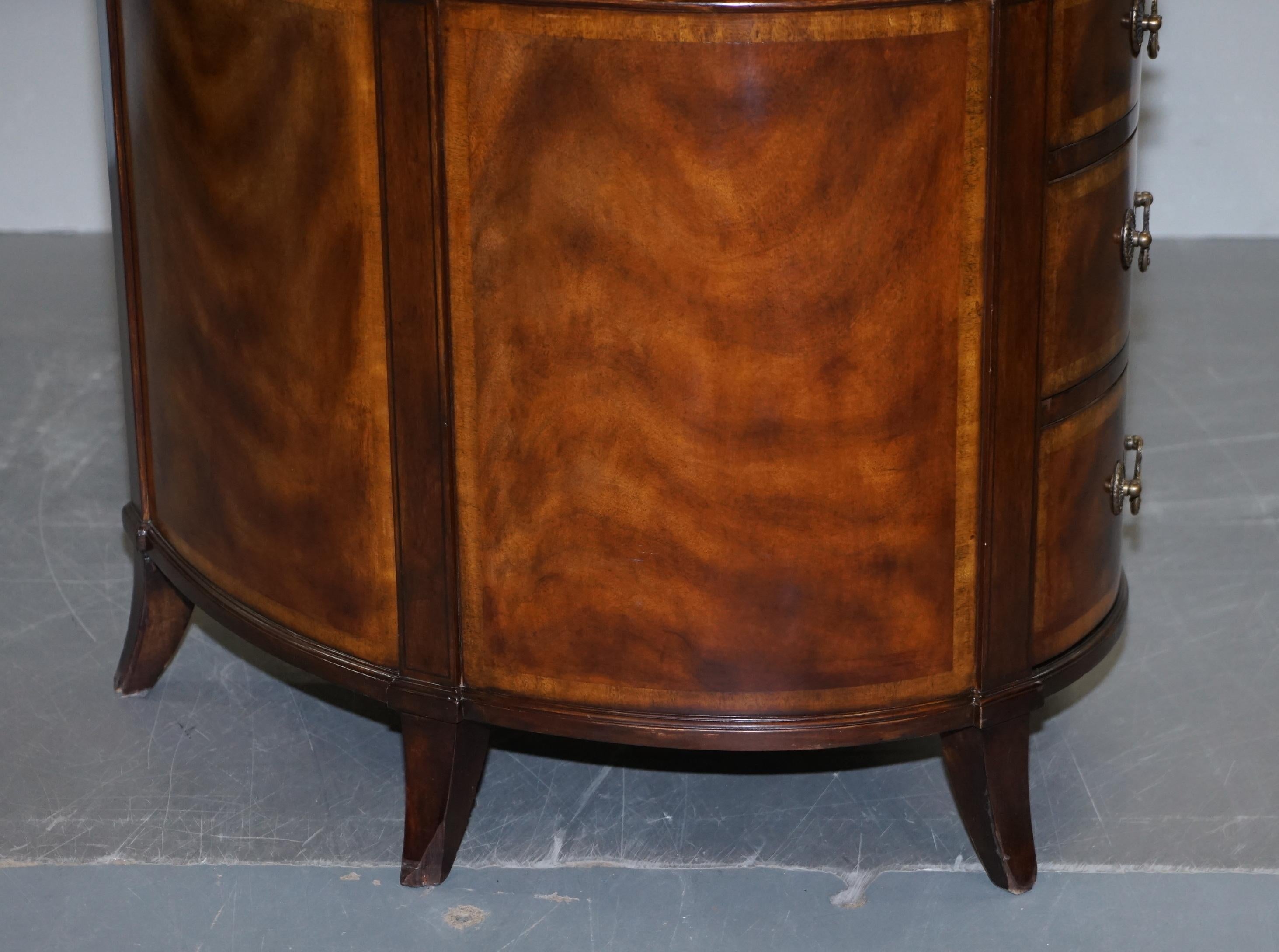 Sublime Crotch Hardwood & Walnut with Brown Leather Gold Leaf Top Kidney Desk 8