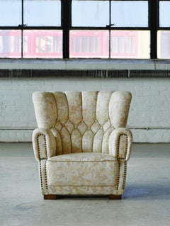 Sublime Danish 1940's Large Scale Club Chair in Style of Fritz Hansen