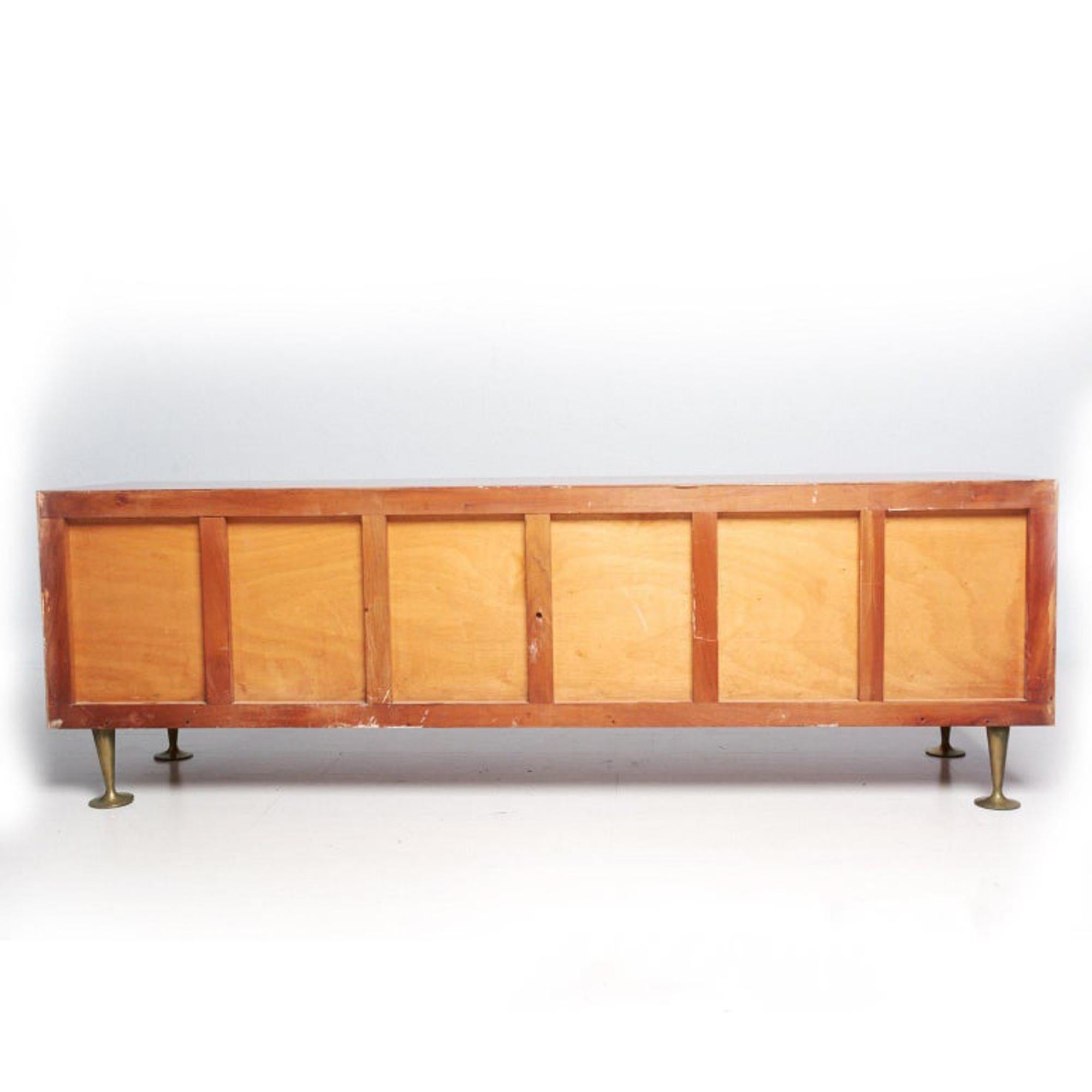 Eugenio Escudero Sculptural Double Dresser Mahogany on Brass Legs 1950s Mexico In Good Condition In Chula Vista, CA