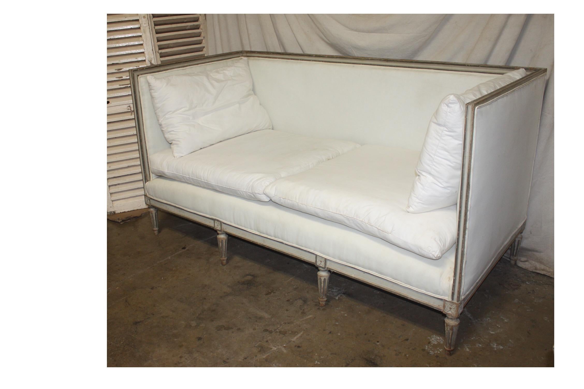 Sublime early 19th century French daybed, original paint, Louis XVI style.