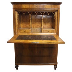 19th Century French Secrétaire, Walnut & Leather, Circa 1820-1830
