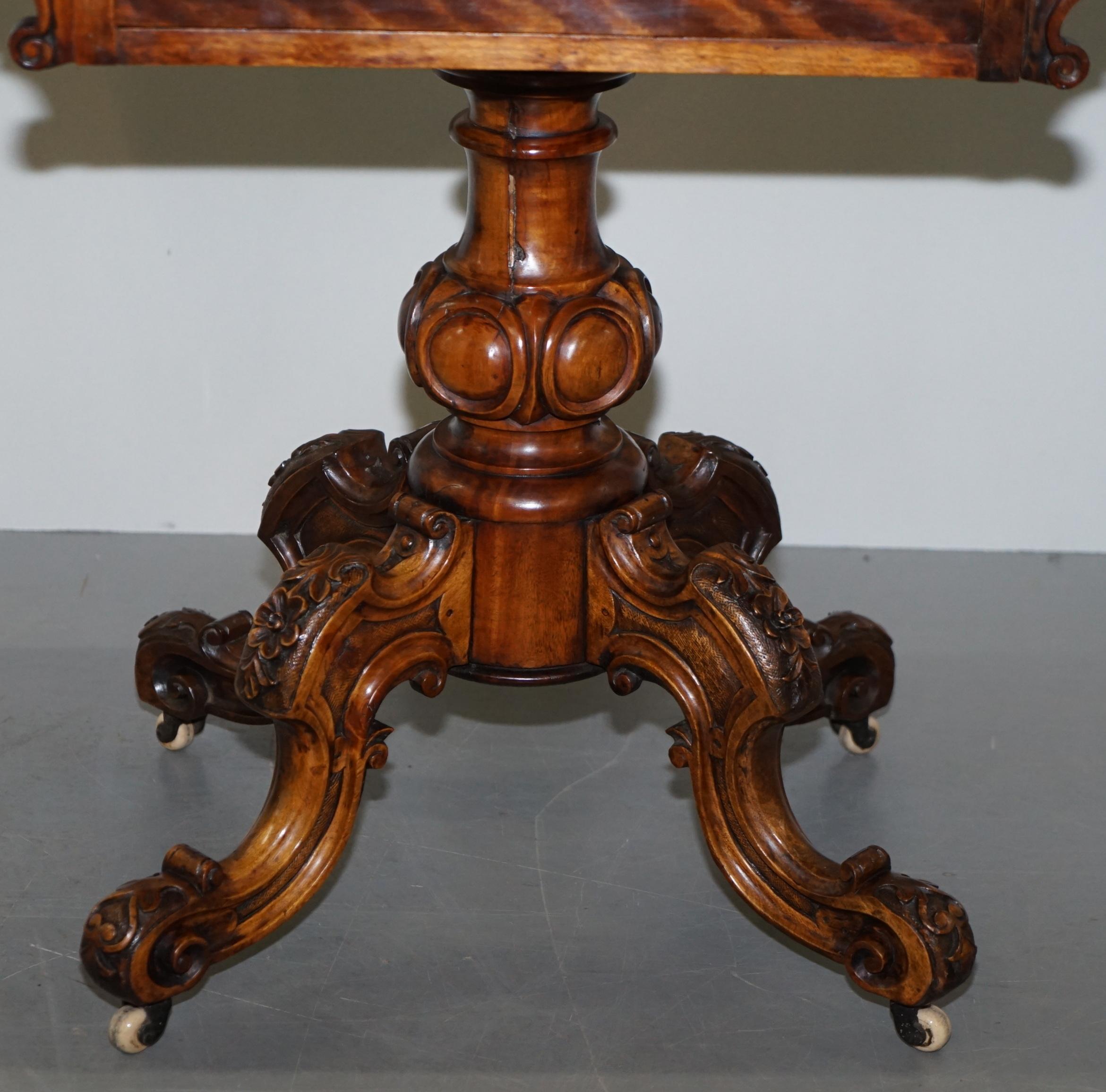 Sublime Early Victorian Walnut Side Occasional Table Ornately Carved Base & Legs For Sale 2