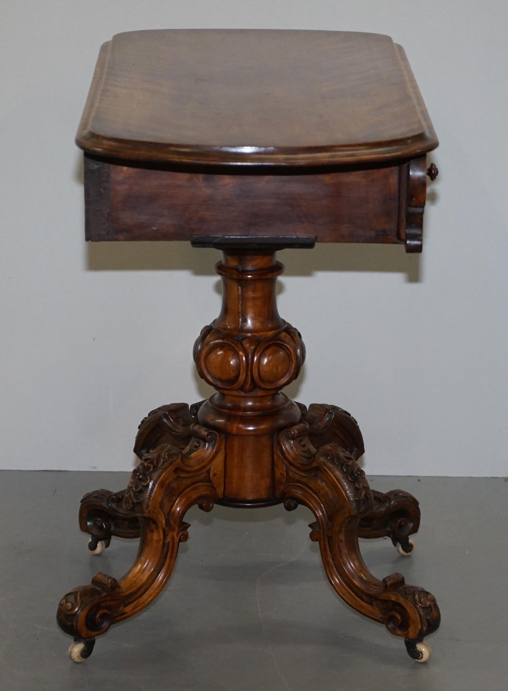 Sublime Early Victorian Walnut Side Occasional Table Ornately Carved Base & Legs For Sale 8