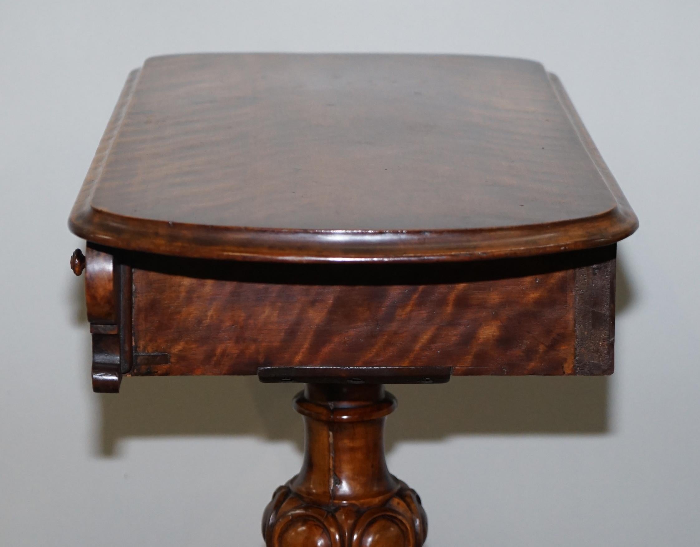 Sublime Early Victorian Walnut Side Occasional Table Ornately Carved Base & Legs For Sale 9