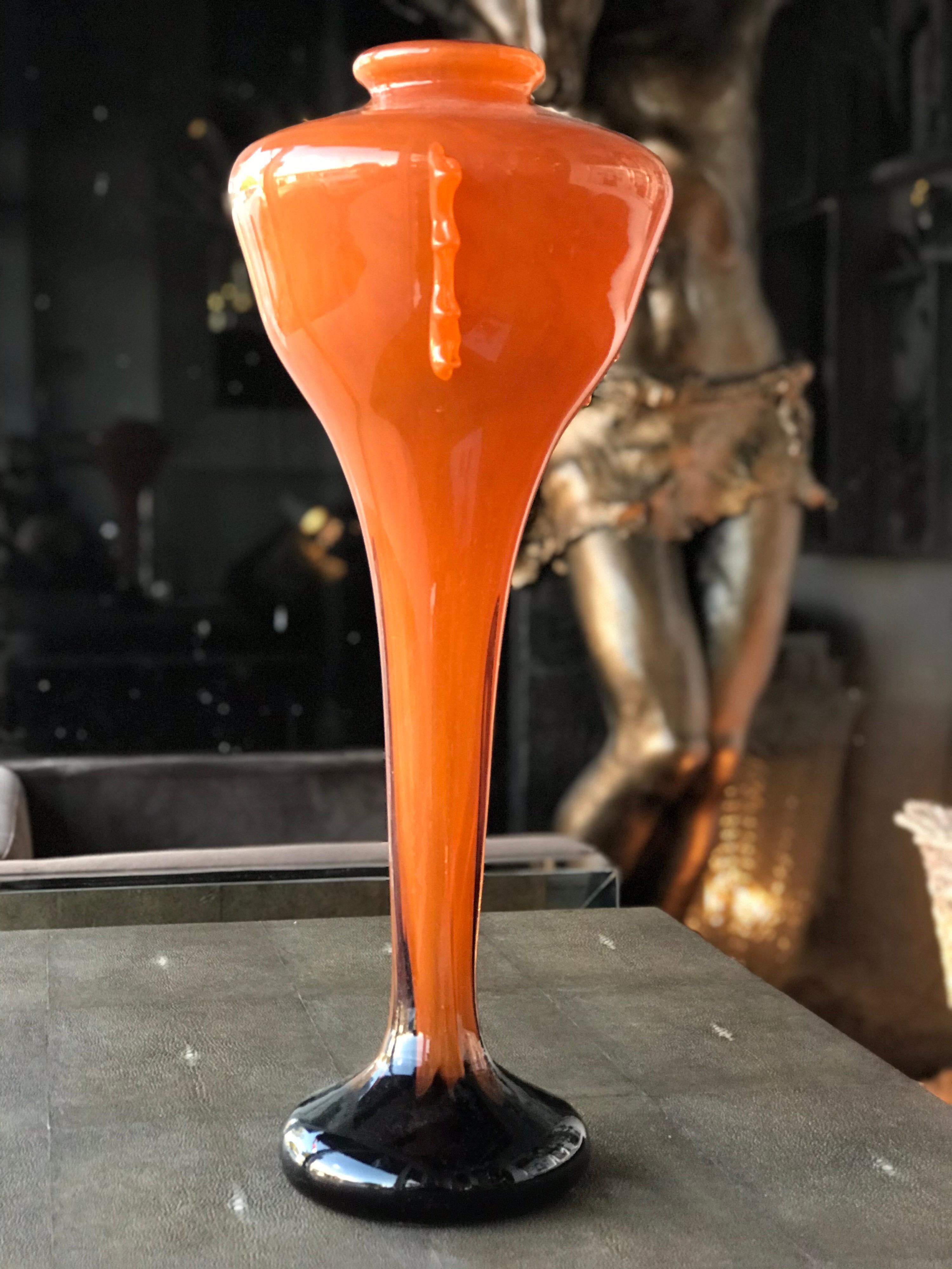 Sublime Elongated Art Deco Schneider Vase In Good Condition In Miami, FL