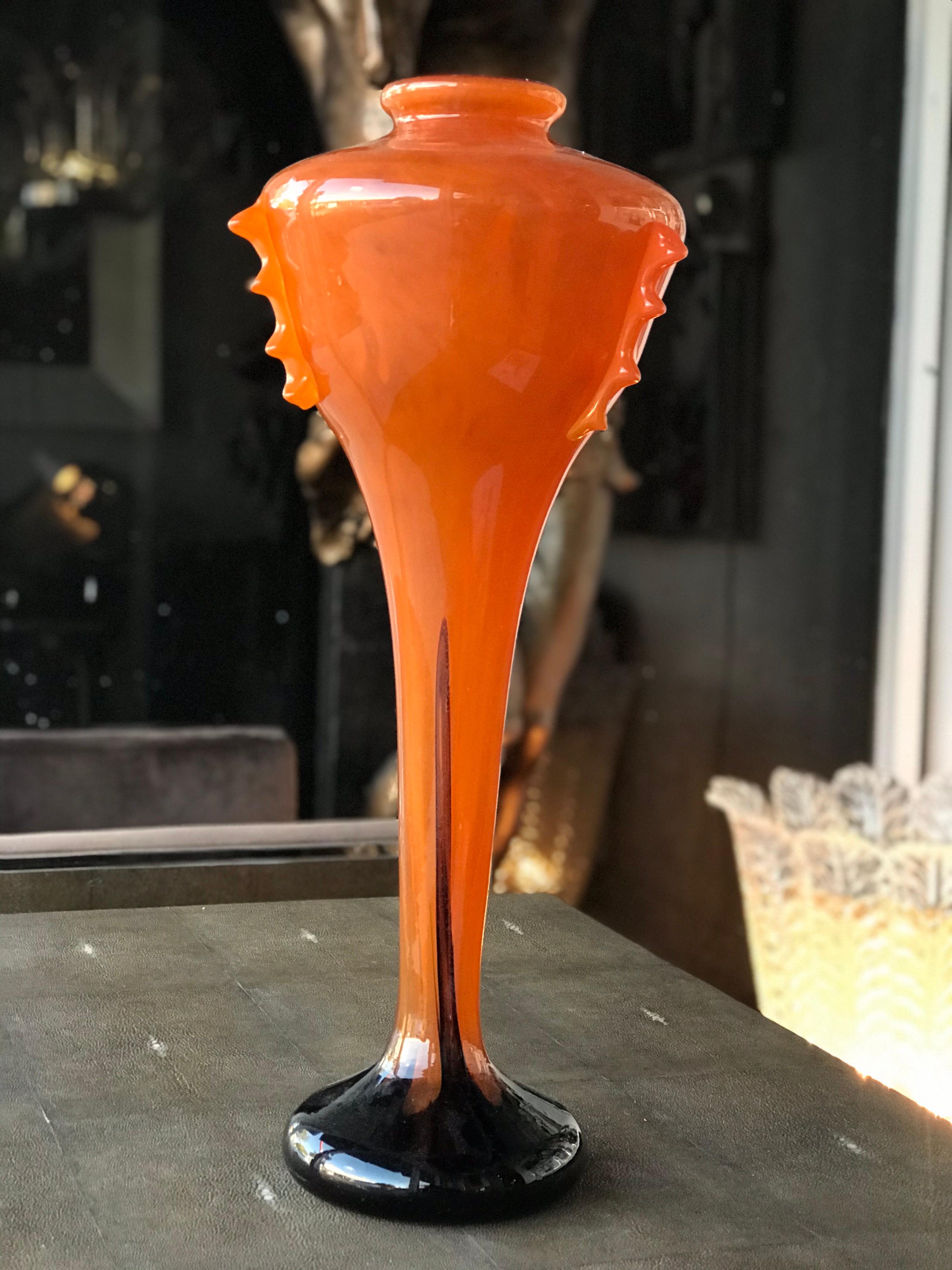 Art Glass Sublime Elongated Art Deco Schneider Vase