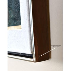 Sublime Expressionist Blue White and Teal Village Landscape Painting with Boat