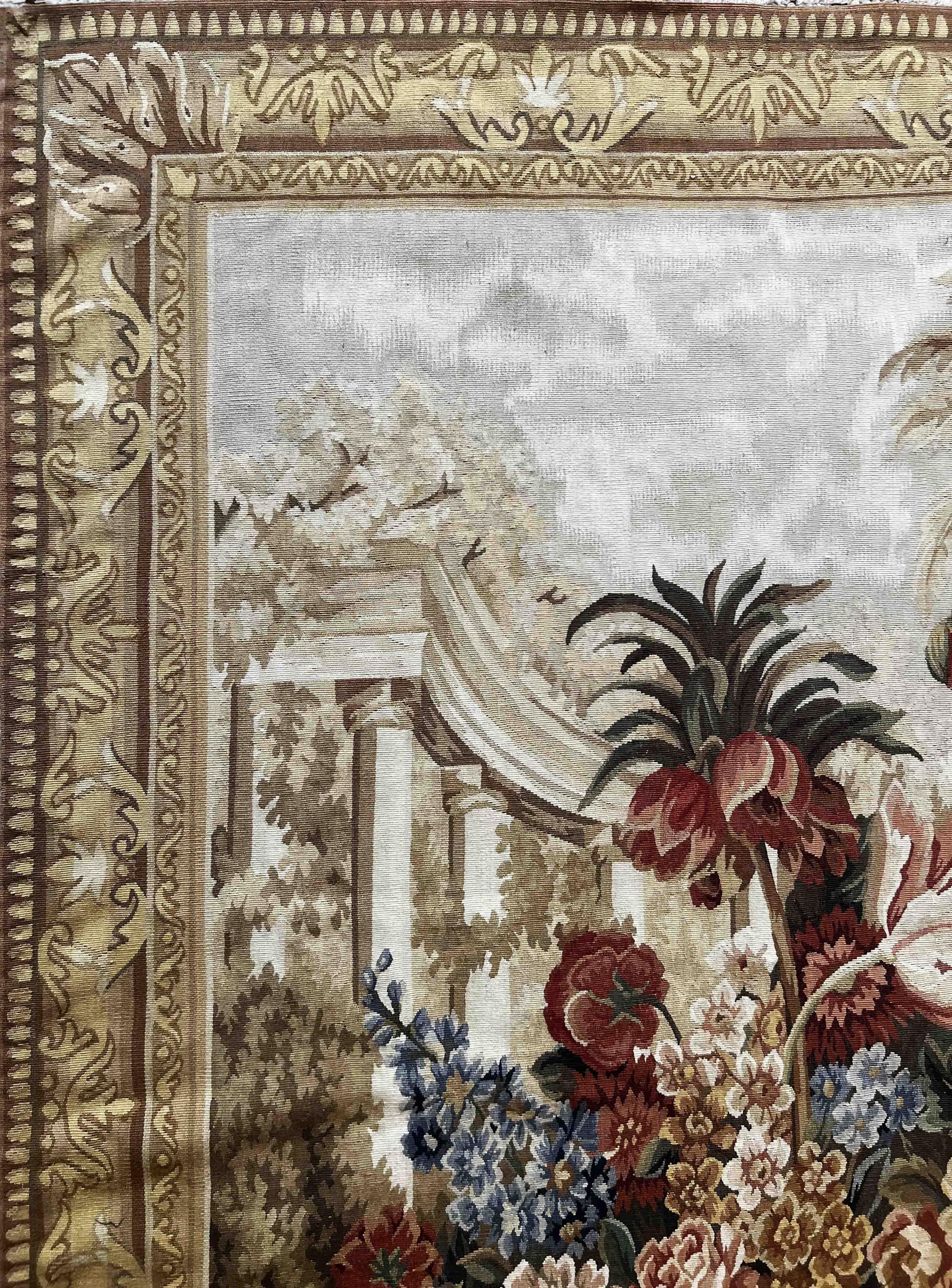 French sublime floral tapestry of XX th century - n° 1191 For Sale