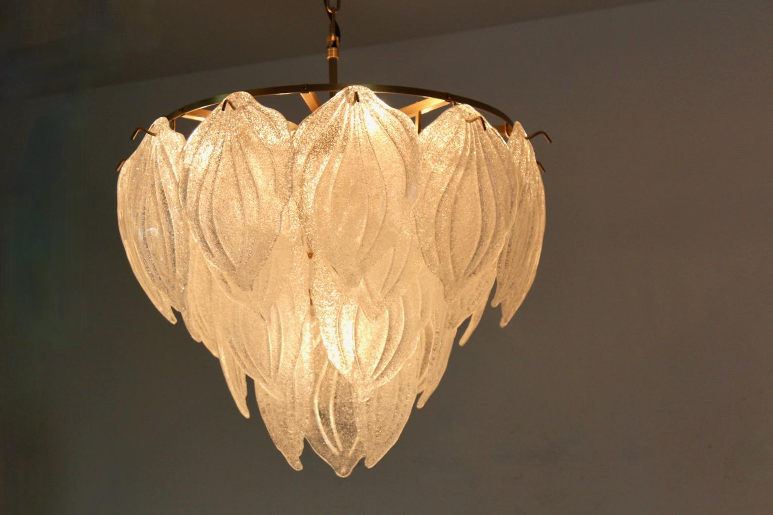 Sublime Frosted Glass Leaves Chandelier, 2 Available 3