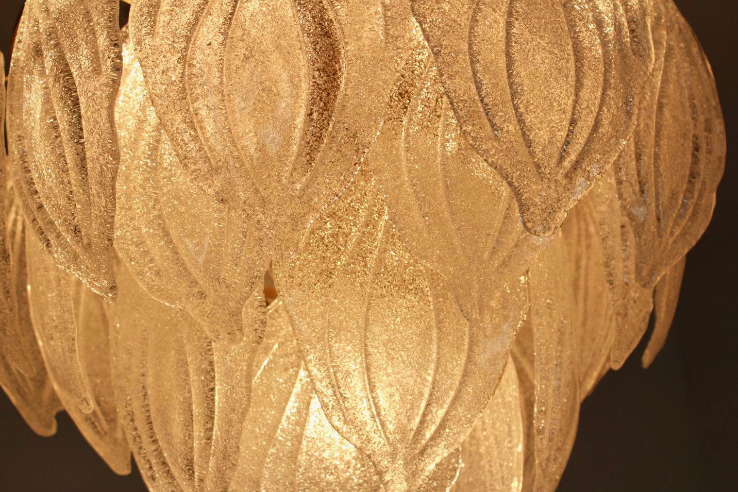 Sublime Frosted Glass Leaves Chandelier, 2 Available 4