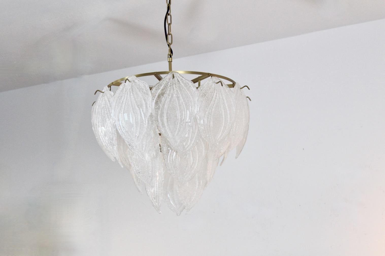 Sublime Frosted Glass Leaves Chandelier, 2 Available 6