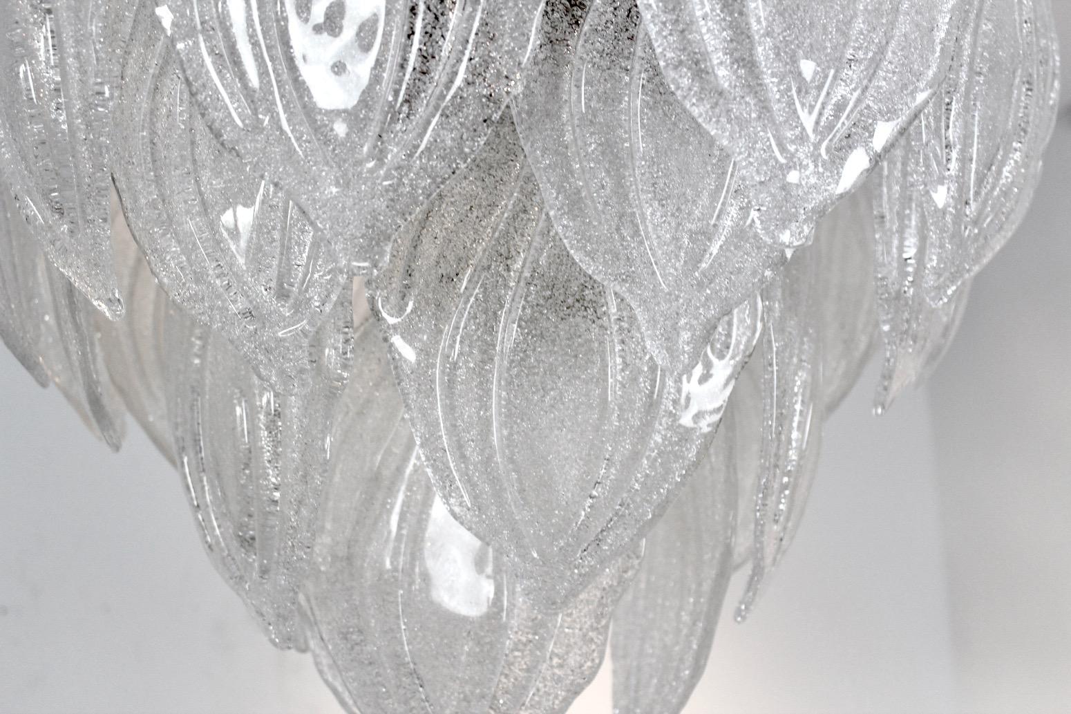 Sublime Frosted Glass Leaves Chandelier, 2 Available 1