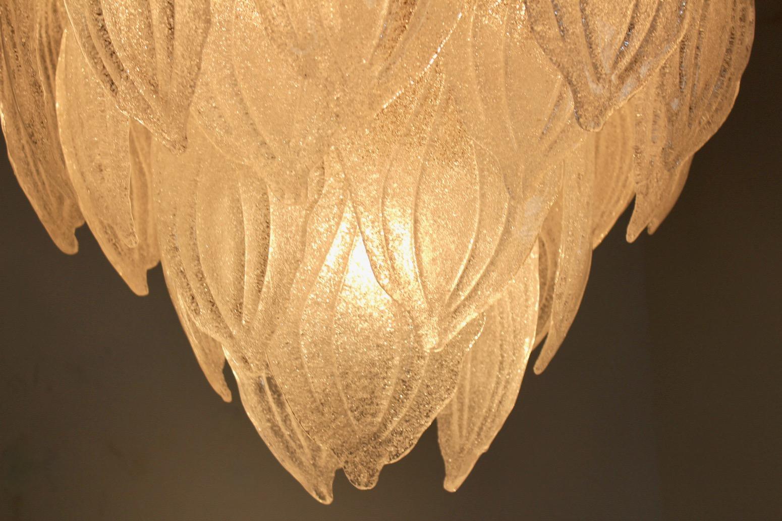 Sublime Frosted Glass Leaves Chandelier, 2 Available 2