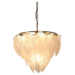 Sublime Frosted Glass Leaves Chandelier, 2 Available