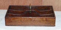 Sublime Georgian Oak Cutlery Tray with Campaign Handle Must See Dovetail Joints