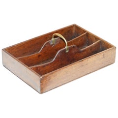 Sublime Georgian Oak Cutlery Tray with Campaign Handle Must See Dovetail Joints