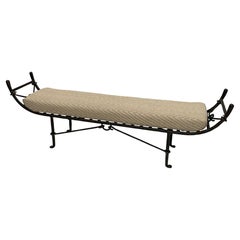 Sublime Giacometti Style Hand Wrought Iron Elongated Bench with Custom Cushion