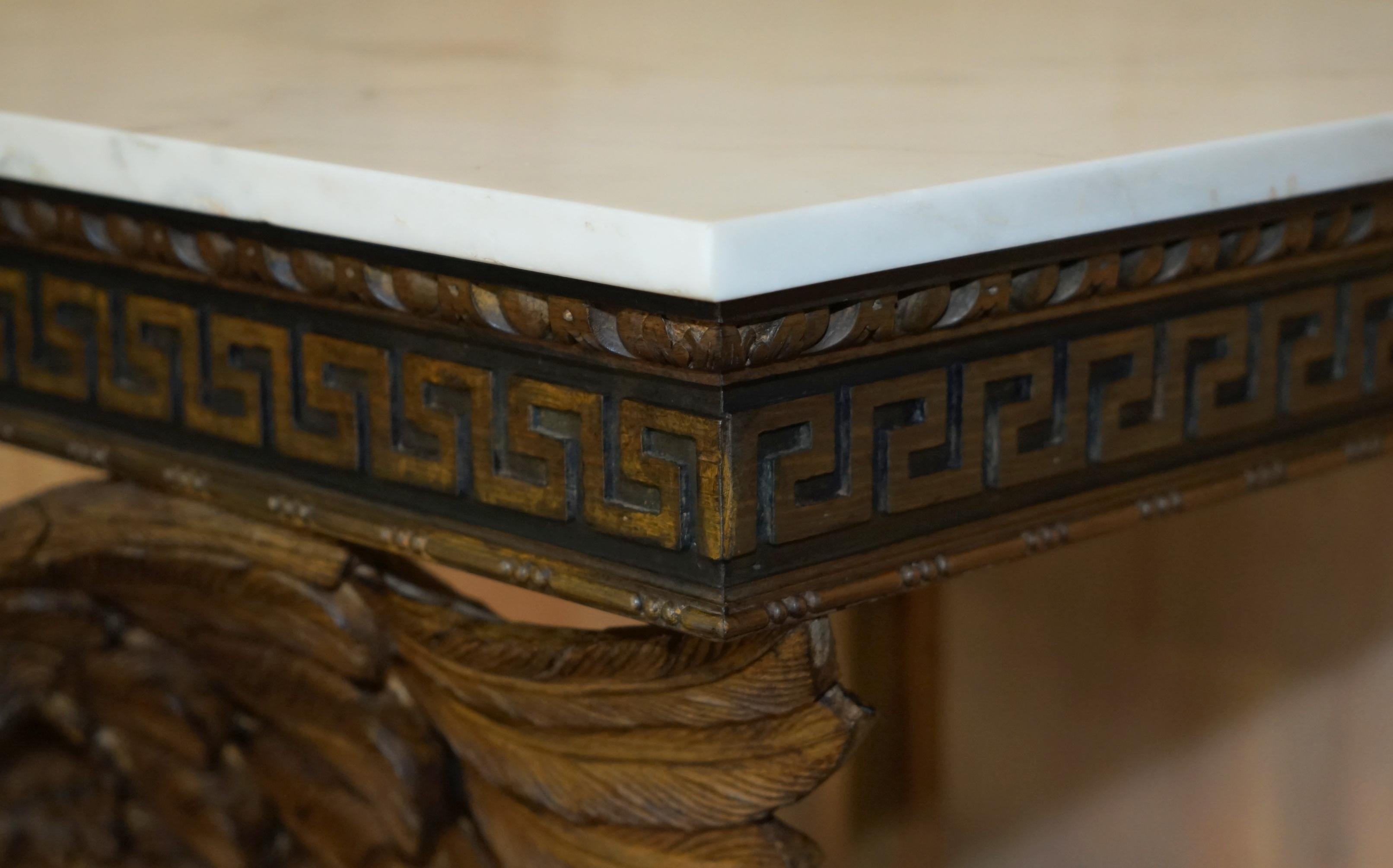 Carrara Marble SUBLIME HAND CARVED ANTIQUE EAGLE CONSOLE TABLE WiTH ITALIAN CARRARA MARBLE TOP For Sale