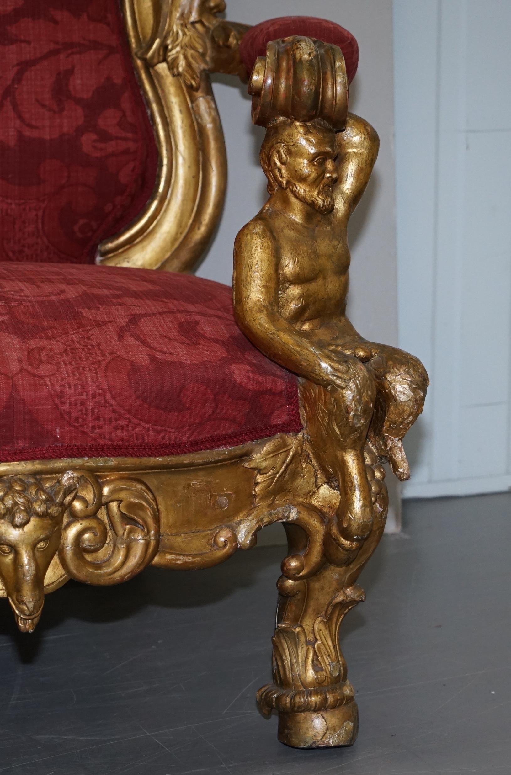 Sublime Hand Carved circa 1860 Paris France Baroque Gold Giltwood Settee Sofa 3