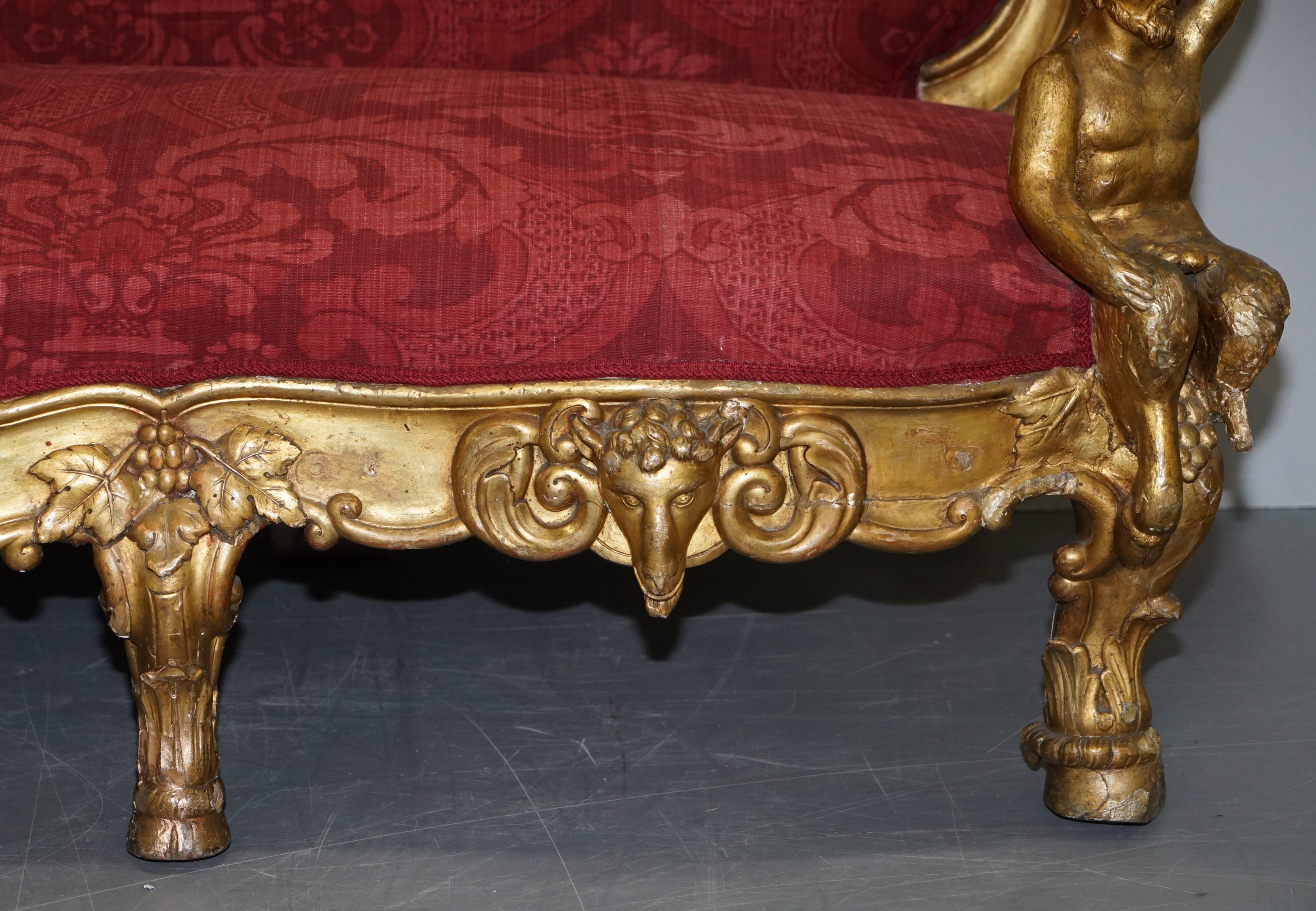 Sublime Hand Carved circa 1860 Paris France Baroque Gold Giltwood Settee Sofa 4