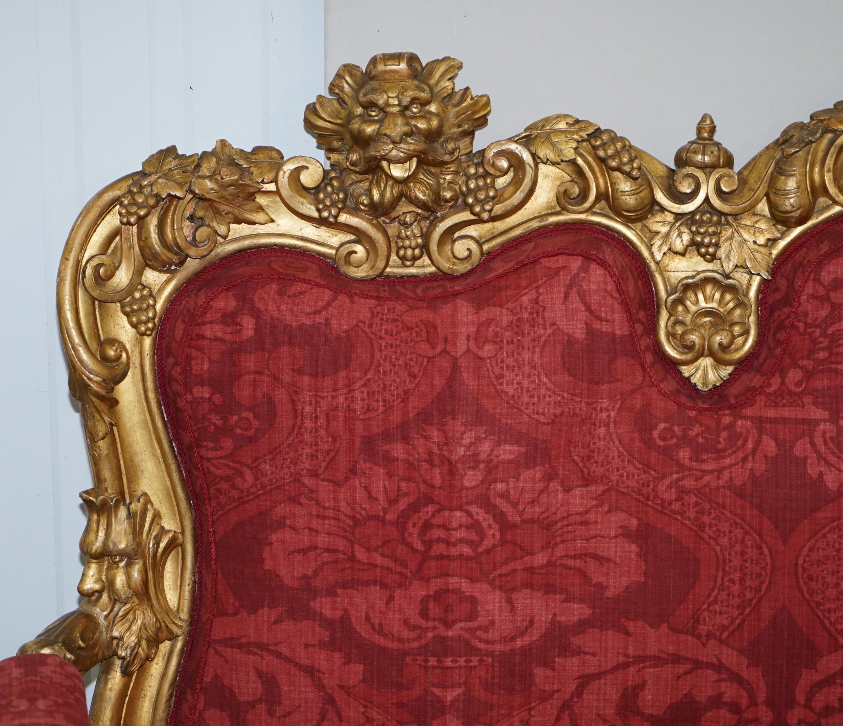 Sublime Hand Carved circa 1860 Paris France Baroque Gold Giltwood Settee Sofa 7