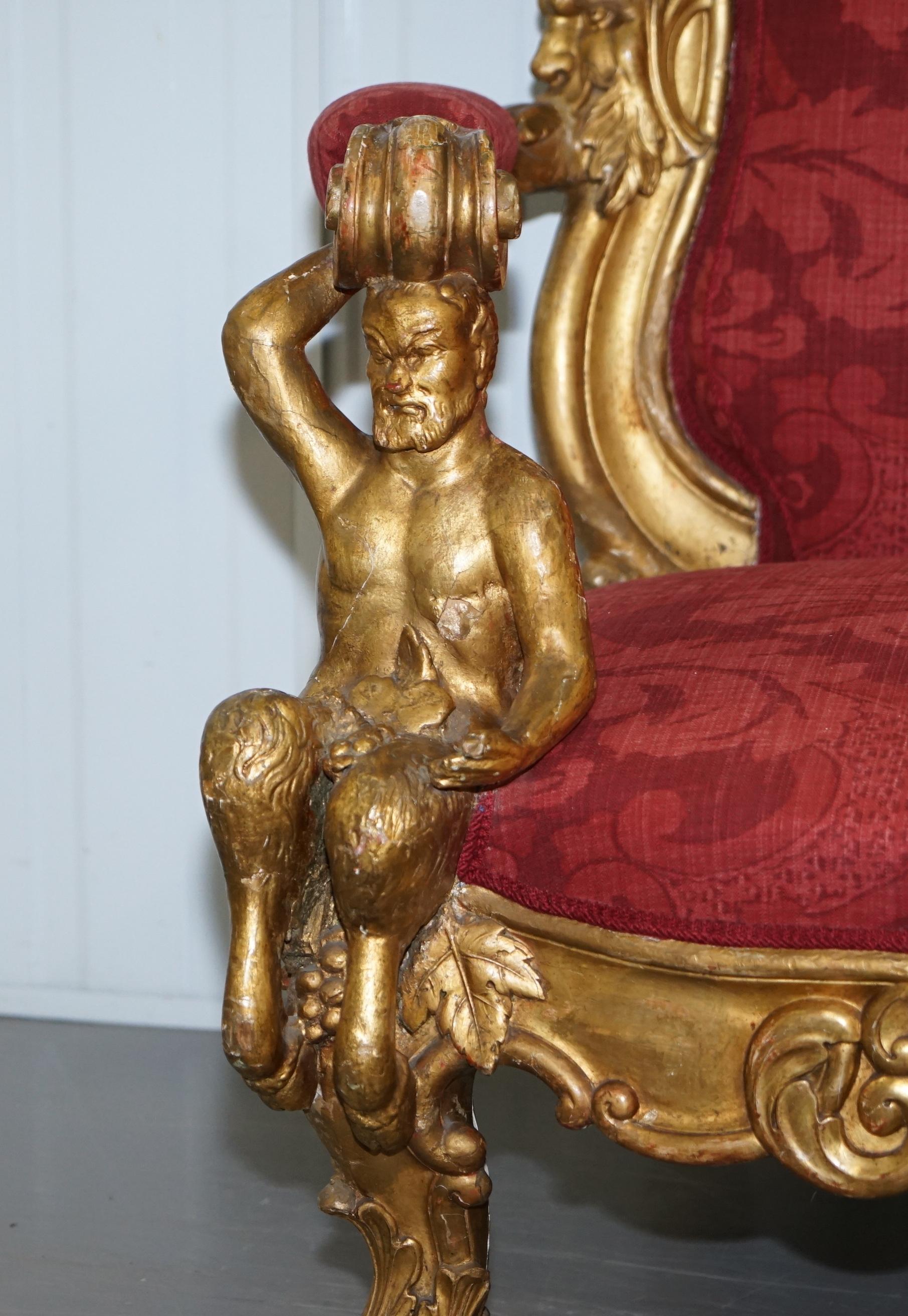 Hand-Crafted Sublime Hand Carved circa 1860 Paris France Baroque Gold Giltwood Settee Sofa