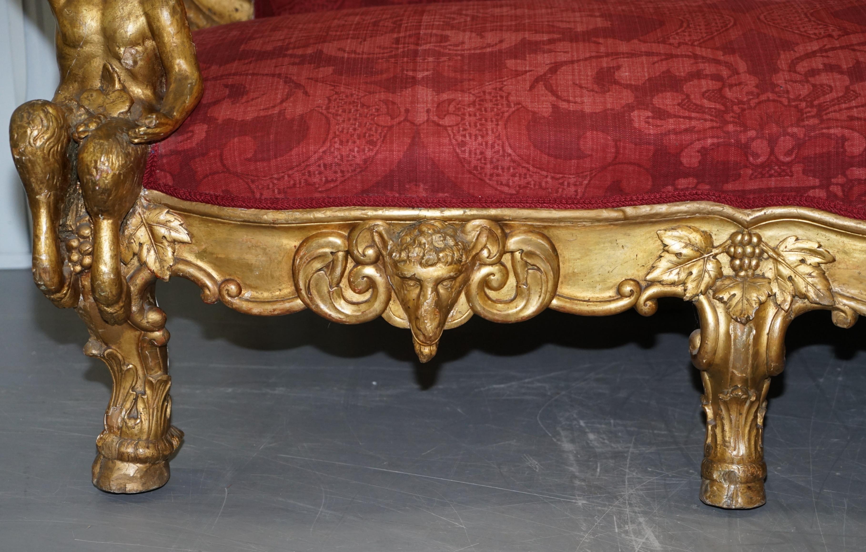 Sublime Hand Carved circa 1860 Paris France Baroque Gold Giltwood Settee Sofa 1