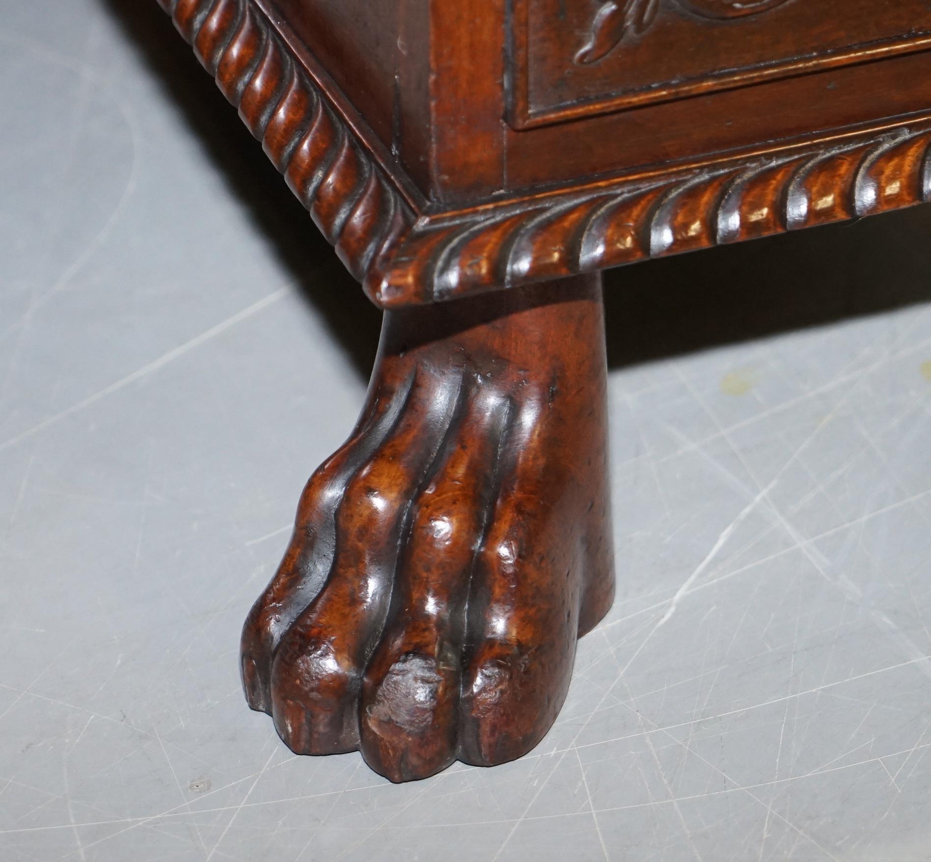 Sublime Hand Carved from Top to Bottom Antique Victorian 1850 Knee Hole Desk For Sale 1