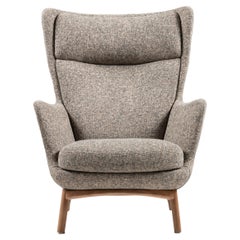 Sublime High Armchairs, Contemporary Style in Solid Wood, Textiles Upholstery