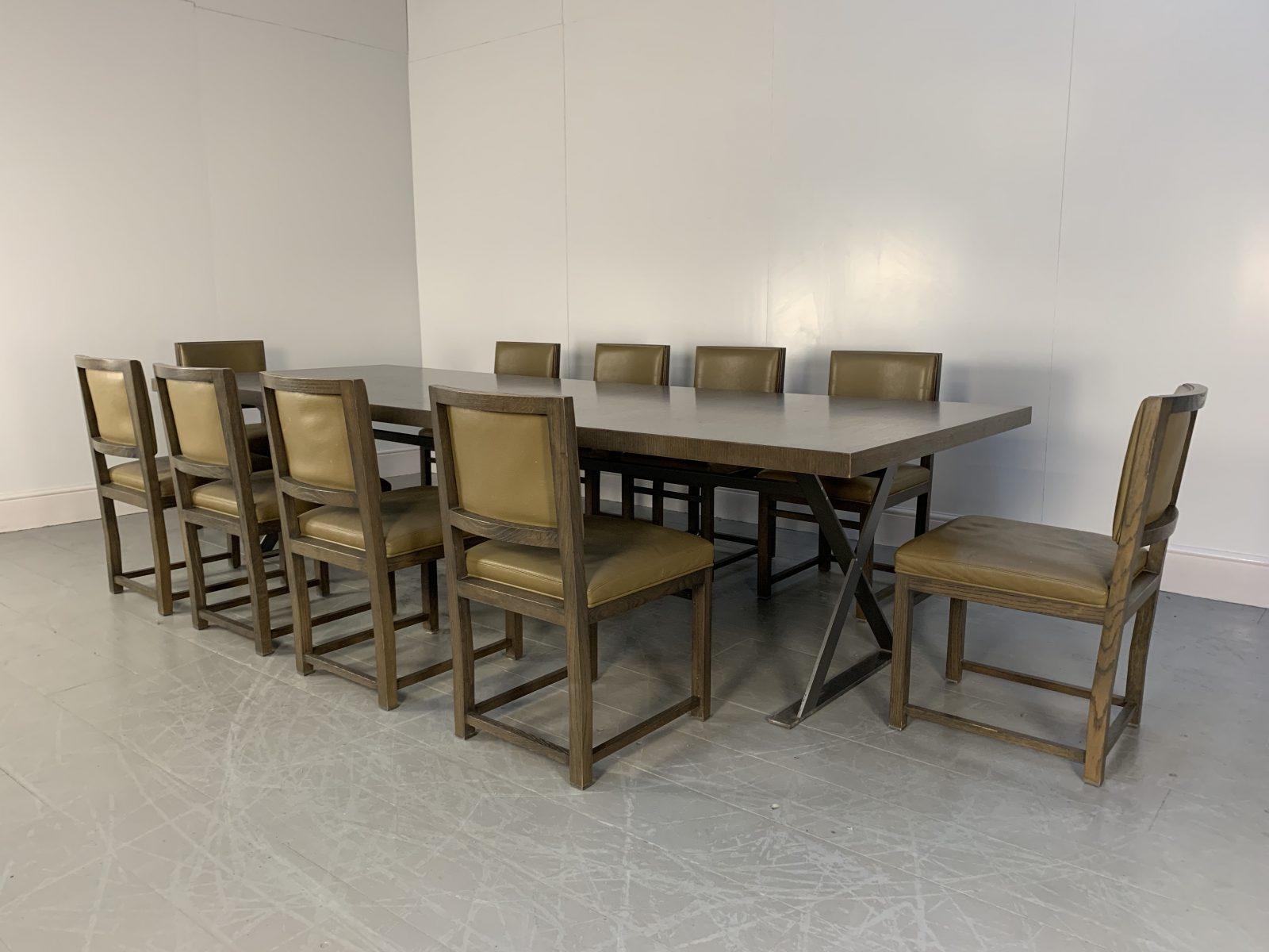 Sublime grande table de salle à manger longue B&B Italia et 10 chaises de salle à manger Maxalto en gris en vente 7