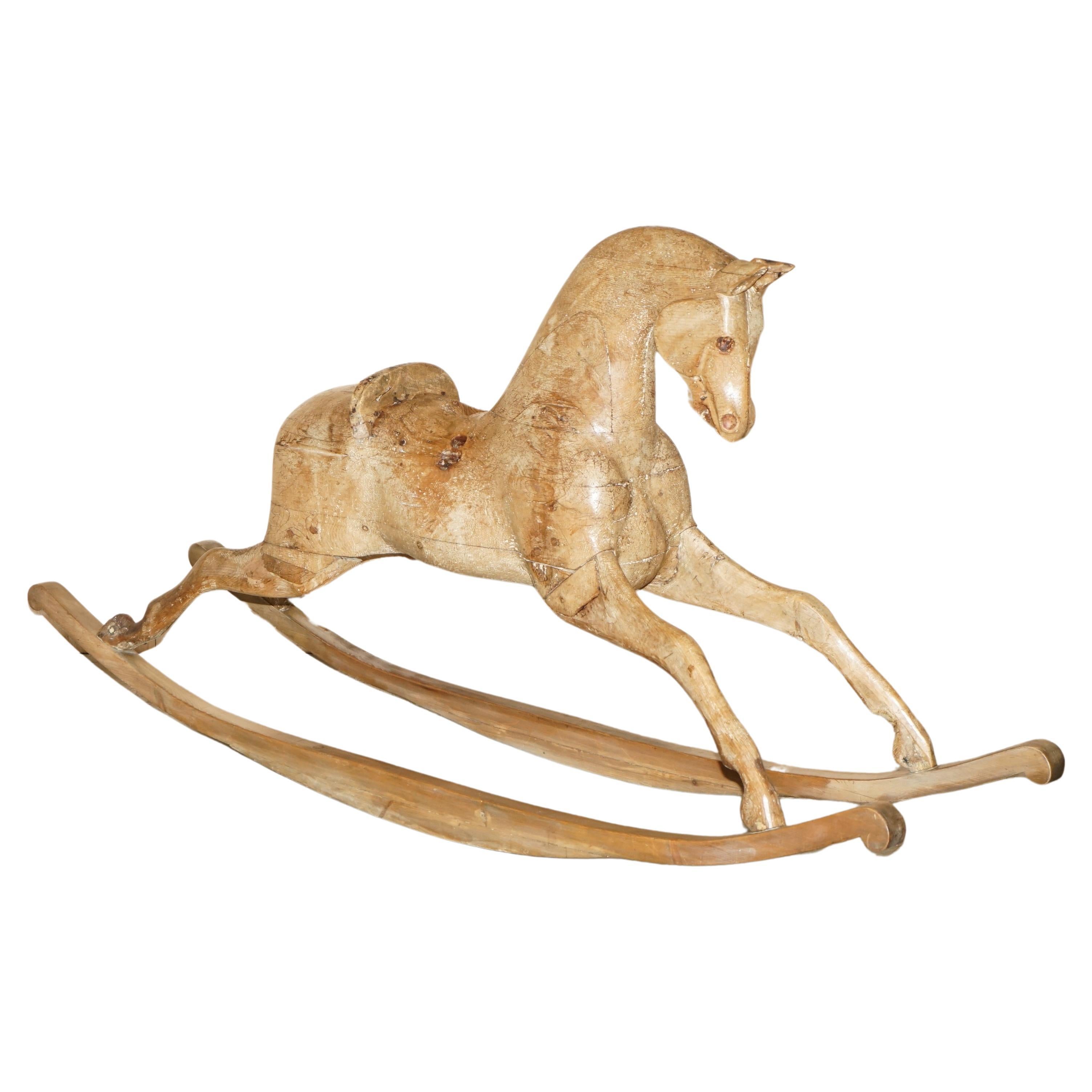 SUBLIMES GROSSES & DEKORATIVES EHEMALIGES MERRY GO ROUND ANTIQUE ViCTORIAN ROCKING HORSE im Angebot