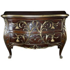 Sublime Louis XV Serpentine Chest or Commode with Rare Gold Floral Details