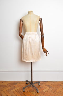 Sublime jupe crayon MADAME GRÉS Ivoire Satin texturé Crème Vintage