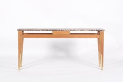 Sublime Mid Century Italian Console Table In Oak And Marble