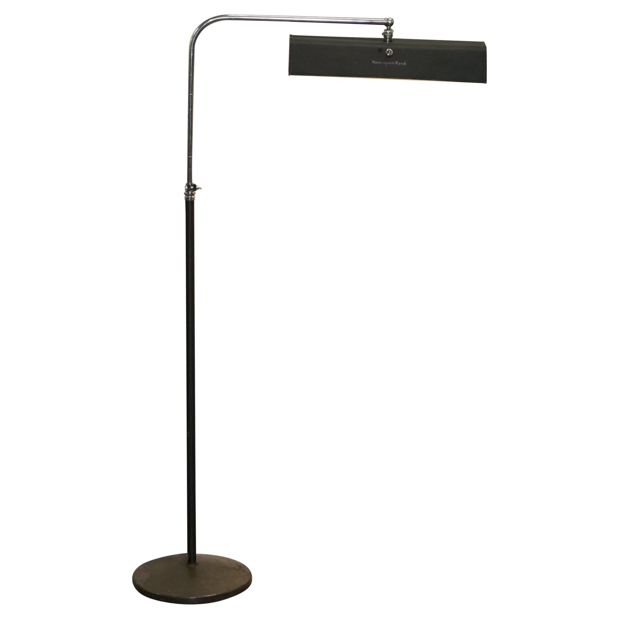 Sublime Mid-Century Modern Remington Rand Floor Standing Height Adjustable Lamp For Sale