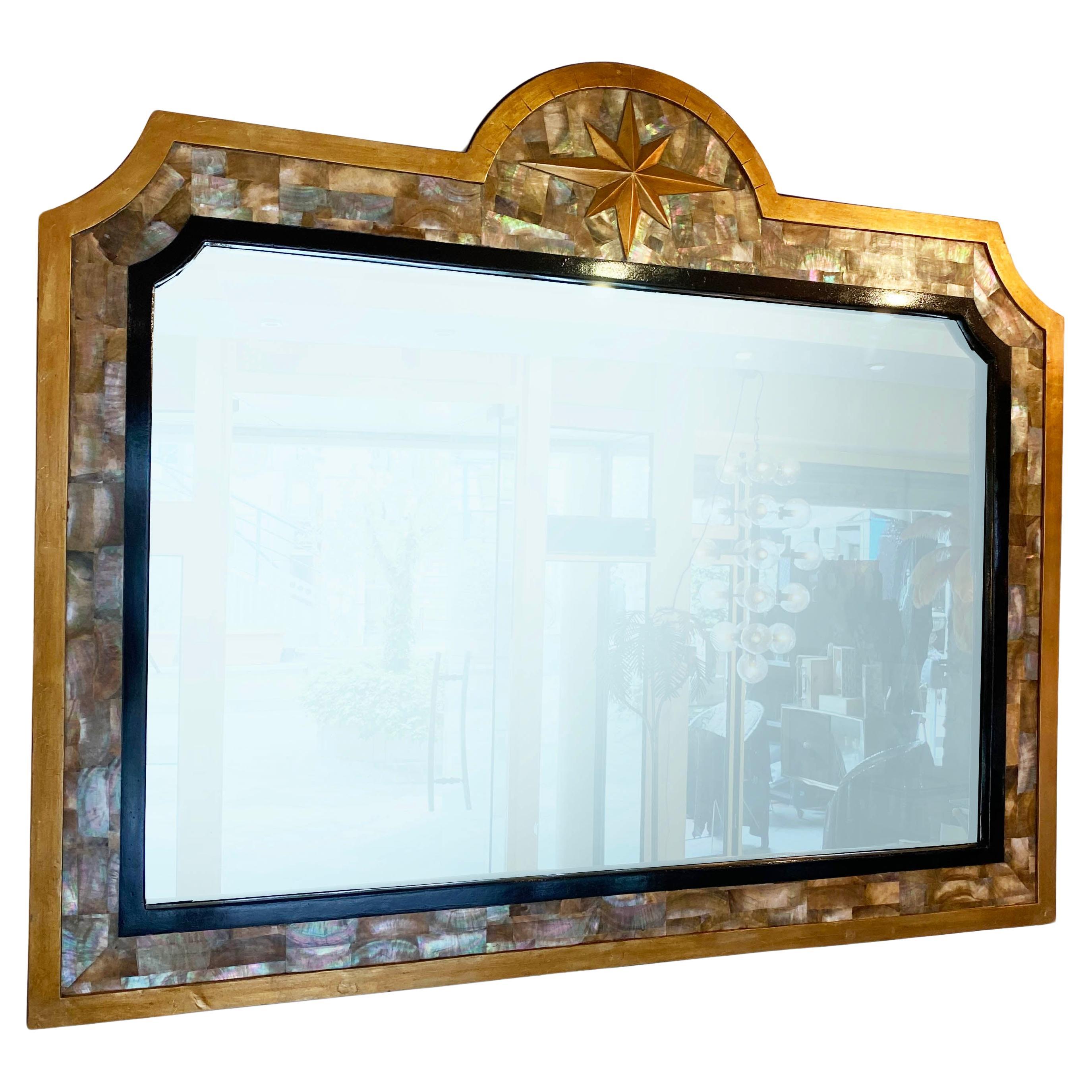 Sublime mirror Tahitian mother-of-pearl, gilded wood and glass 1940